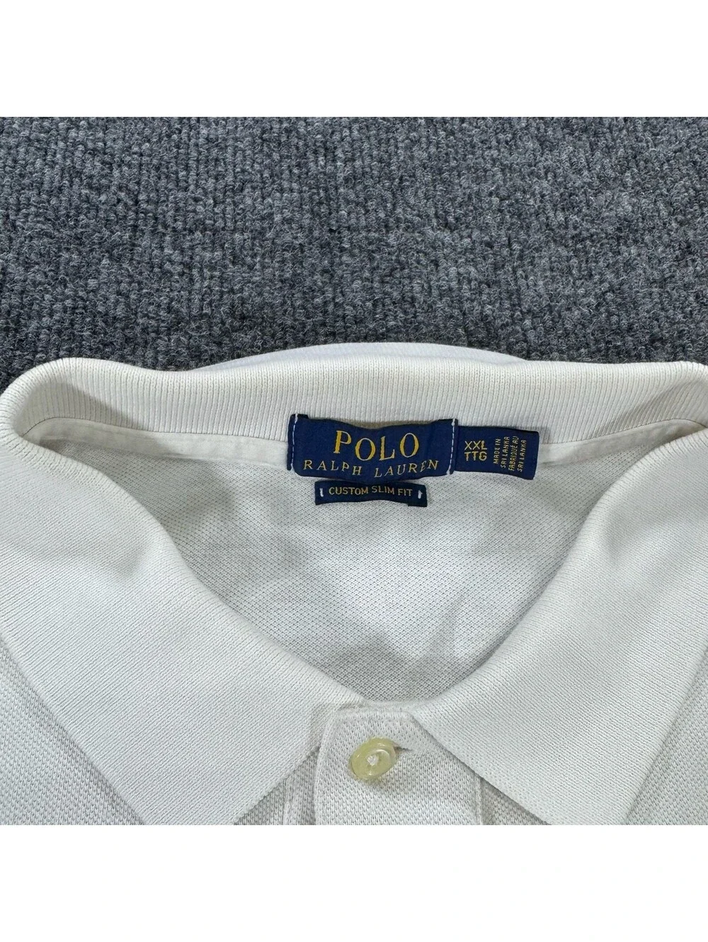 Polo Ralph Lauren Custom Slim Fit Big Pony Polo Shirt with Crest White XXL